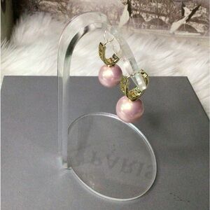 NEW PINK DROP PEARL EARRINGS
